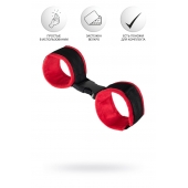 Красно-черные велюровые наручники Anonymo - ToyFa - купить с доставкой в Брянске