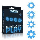 Набор из 4 голубых, светящихся в темноте эрекционных колец Lumino Play - Lovetoy - в Брянске купить с доставкой