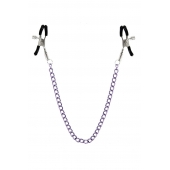 Зажимы для сосков с фиолетовой цепочкой Sweet Caress Nipple Chain - Sweet Caress - купить с доставкой в Брянске Зажимы для сосков с фиолетовой цепочкой Sweet Caress Nipple Chain - Sweet Caress - купить с доставкой в Брянске