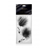 Зажимы на соски с черными пуховыми кисточками Sweet Caress Feather Nipple Clumps - Sweet Caress - купить с доставкой в Брянске