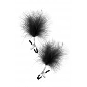 Зажимы на соски с черными пуховыми кисточками Sweet Caress Feather Nipple Clumps - Sweet Caress - купить с доставкой в Брянске