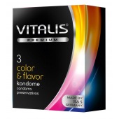 Цветные ароматизированные презервативы VITALIS PREMIUM color   flavor - 3 шт. - Vitalis - купить с доставкой в Брянске