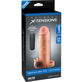 Телесная вибронасадка с кольцом  Vibrating Real Feel 1 Extension - 14 см. - Pipedream - в Брянске купить с доставкой