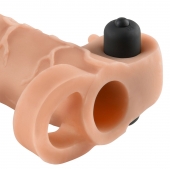 Телесная вибронасадка с кольцом Vibrating Real Feel 2 Extension - 16 см. - Pipedream - в Брянске купить с доставкой