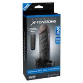 Чёрная вибронасадка с кольцом Vibrating Real Feel 2 Extension - 16 см. - Pipedream - в Брянске купить с доставкой