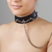 Чёрный ошейник из натуральной кожи - Sitabella - купить с доставкой в Брянске