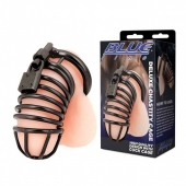 Черная металлическая клетка с замком Deluxe Chastity Cage - BlueLine - купить с доставкой в Брянске
