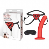 Красный поясной фаллоимитатор Red Heart Strap on Harness   5in Dildo Set - 12,25 см. - Lux Fetish - купить с доставкой в Брянске