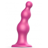 Розовая насадка Strap-On-Me Dildo Plug Beads size S - Strap-on-me - купить с доставкой в Брянске
