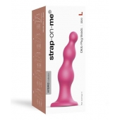 Розовая насадка Strap-On-Me Dildo Plug Beads size L - Strap-on-me - купить с доставкой в Брянске