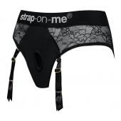 Черные трусики для насадок Diva Lingerie Harness - size M - Strap-on-me - купить с доставкой в Брянске