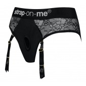 Черные трусики для насадок Diva Lingerie Harness - size L - Strap-on-me - купить с доставкой в Брянске