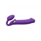 Фиолетовый безремневой вибрострапон Silicone Bendable Strap-On - size XL - Strap-on-me - купить с доставкой в Брянске