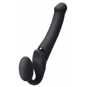 Черный безремневой вибрострапон Silicone Bendable Strap-On - size XL - Strap-on-me - купить с доставкой в Брянске