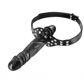 Черный кляп-фаллоимитатор Double Penis Gag - Fetish Tentation - купить с доставкой в Брянске
