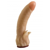 Телесная гелевая насадка-фаллос с клиторальными лепестками - 18,5 см. - LOVETOY (А-Полимер) - купить с доставкой в Брянске