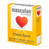 Презервативы с колечками и пупырышками Masculan Ribbed+Dotted - 3 шт. - Masculan - купить с доставкой в Брянске