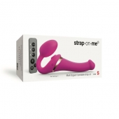 Ярко-розовый безремневой страпон Multi Orgasm Size S с клиторальной стимуляцией - Strap-on-me - купить с доставкой в Брянске