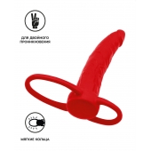 Красная насадка на пенис для двойного проникновения Black Red - 16,5 см. - ToyFa - купить с доставкой в Брянске