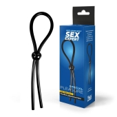 Черное силиконовое лассо с шариком для утяжки - Sex Expert - в Брянске купить с доставкой Черное силиконовое лассо с шариком для утяжки - Sex Expert - в Брянске купить с доставкой