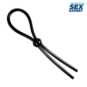 Черное силиконовое лассо с шариком для утяжки - Sex Expert - в Брянске купить с доставкой Черное силиконовое лассо с шариком для утяжки - Sex Expert - в Брянске купить с доставкой