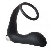 Черное эрекционное кольцо с вибропробкой Vibrating Anal Plug With Cockring - Dream Toys - в Брянске купить с доставкой