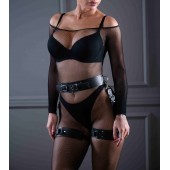 Кожаный пояс с гартерами Sex Game - БДСМ Арсенал - купить с доставкой в Брянске