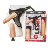Телесный страпон Harness LESBI с вагинальной пробкой - 16,5 см. - LOVETOY (А-Полимер) - купить с доставкой в Брянске