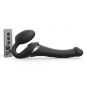 Черный безремневой страпон Multi Orgasm Size S с клиторальной стимуляцией - Strap-on-me - купить с доставкой в Брянске