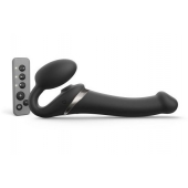 Черный безремневой страпон Multi Orgasm Size M с клиторальной стимуляцией - Strap-on-me - купить с доставкой в Брянске