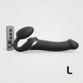 Черный безремневой страпон Multi Orgasm Size L с клиторальной стимуляцией - Strap-on-me - купить с доставкой в Брянске