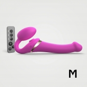 Ярко-розовый безремневой страпон Multi Orgasm Size M с клиторальной стимуляцией - Strap-on-me - купить с доставкой в Брянске