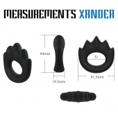 Черное эрекционное кольцо с массажными гребнями Rooster Xander - Velv or - в Брянске купить с доставкой