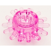 Розовое гелевое эрекционное кольцо с шипиками - Toyfa Basic - в Брянске купить с доставкой