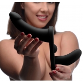 Черный вибрострапон Double Take 10X Double Penetration Vibrating Strap-on Harness - XR Brands - купить с доставкой в Брянске