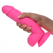 Розовый фаллоимитатор на присоске 8.25  Dildo with Balls - 22,8 см. - XR Brands