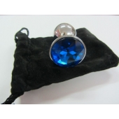 Анальное украшение BUTT PLUG  Small с синим кристаллом - 7 см. - Anal Jewelry Plug - купить с доставкой в Брянске Анальное украшение BUTT PLUG  Small с синим кристаллом - 7 см. - Anal Jewelry Plug - купить с доставкой в Брянске