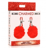 Красные зажимы на соски с помпонами Pom Pom - XR Brands - купить с доставкой в Брянске
