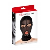 Черная сетчатая маска на голову с отверстиями для глаз и рта - Fetish Tentation - купить с доставкой в Брянске