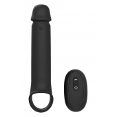Черная насадка-удлинитель с вибрацией Vibrating Extender With Remote - Dream Toys - в Брянске купить с доставкой