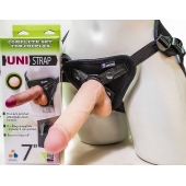 Страпон-унисекс с двумя насадками UNI strap 7  Harness - 19 и 16 см. - LOVETOY (А-Полимер) - купить с доставкой в Брянске