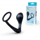 Черное эрекционное кольцо со стимулятором простаты Ringer Cock Ring   Plug - b-Vibe - в Брянске купить с доставкой