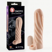 Телесная насадка-удлинитель Okoto со спиралевидным рельефом - 16 см. - Sitabella - в Брянске купить с доставкой