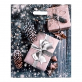 Новогодний пакет с принтом в виде подарков и вырубной ручкой (45х38 см) - Сима-Ленд - купить с доставкой в Брянске