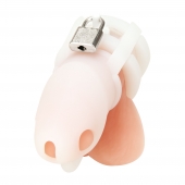 Белая клетка для пениса Silicone Small 2 in Cock Cage With Ball Divider - BlueLine - купить с доставкой в Брянске
