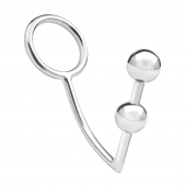 Кольцо на пенис с анальным стимулятором Two Bead Stainless Steel Anal Hook   Cock Ring - BlueLine - в Брянске купить с доставкой