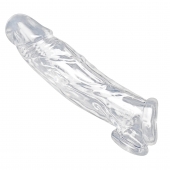 Прозрачная насадка для увеличения члена Realistic Clear Penis Enhancer and Ball Stretcher - 20,3 см. - XR Brands - в Брянске купить с доставкой