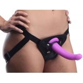 Лиловый поясной страпон Navigator Silicone G-Spot Dildo with Harness - 17,8 см. - XR Brands - купить с доставкой в Брянске