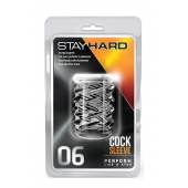 Прозрачная насадка с объёмными чёрточками STAY HARD COCK SLEEVE 06 CLEAR - Blush Novelties - в Брянске купить с доставкой