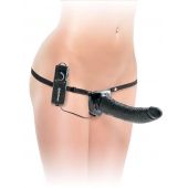Черный страпон с вагинальной пробкой Deluxe Vibrating Penetrix Strap-On - 19 см. - Pipedream - купить с доставкой в Брянске